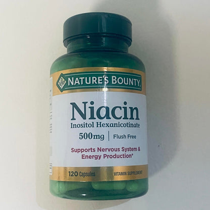 Nature's Bounty Niacin 500mg Dietary Supplement 120 Capsules EXP 4/28