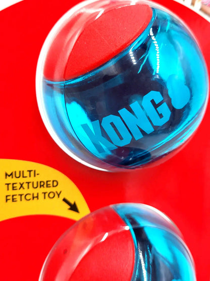 KONG Squeezz Action Ball MEDIUM Red 3 Pack Squeaky Dog Fetch Toy