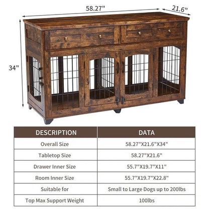 Dog Crate Furniture with Openable Partition