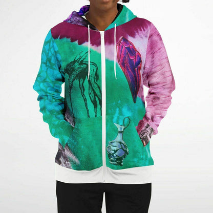Dark Crystal Contrast Hem Zip Hoodie