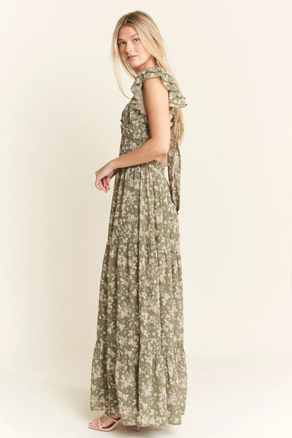 Jade By Jane Ruffle Sleeve Tiered Maxi Dress