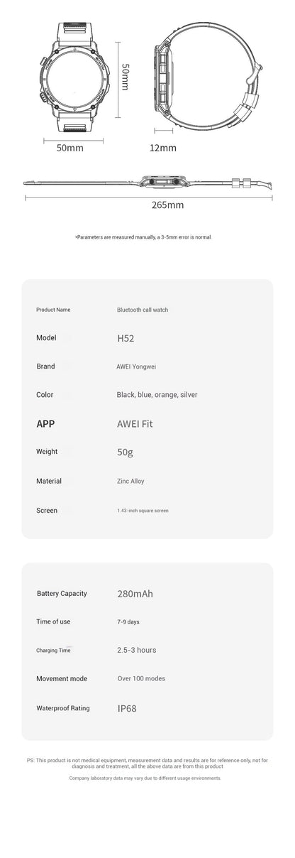 AWEI AMOLED Smartwatch H52 Multiple Colors