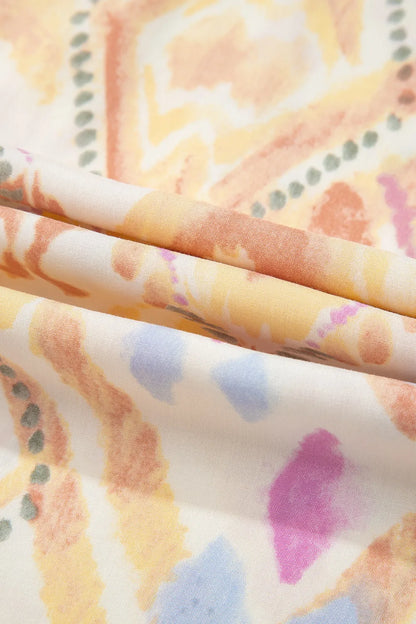 Printed Half Sleeve Shirred High Waist Maxi Dress