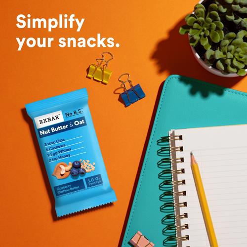 Rxbar Nut Butter And Oat Protein Bars, Protein Snacks, Snack Bars, Blueberry Cashew Butter, 9.7Oz Box (5 Bars)
