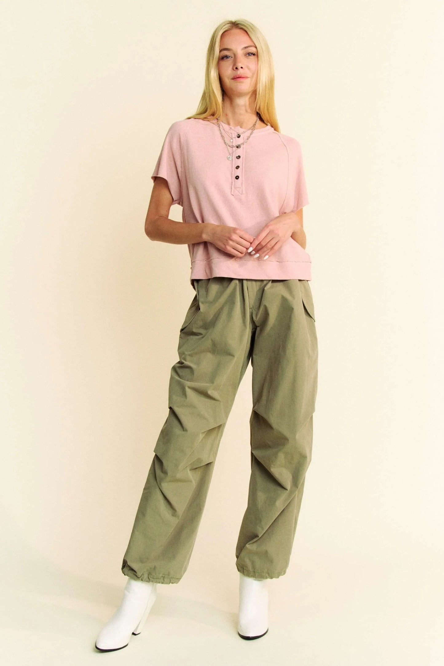 Davi & Dani Breezy Knit Fabric Short Sleeve T-shirt Top