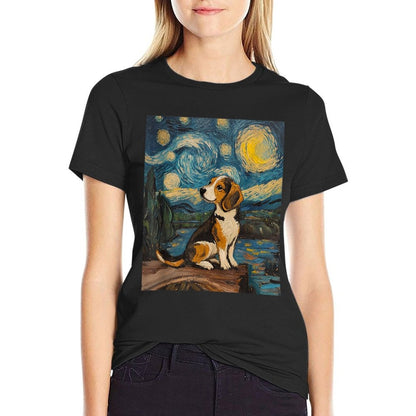 Beagle Dog - Van Gogh Style - Starry Night Graphic T-Shirt