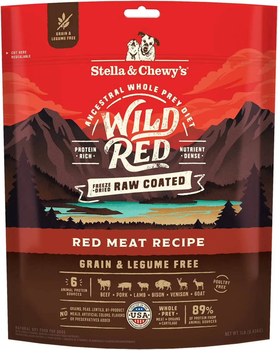Wild Red Dry Dog Food Raw Coated High Protein Grain & Legume Free Red Meat Recipe, 1 Lb. Bag