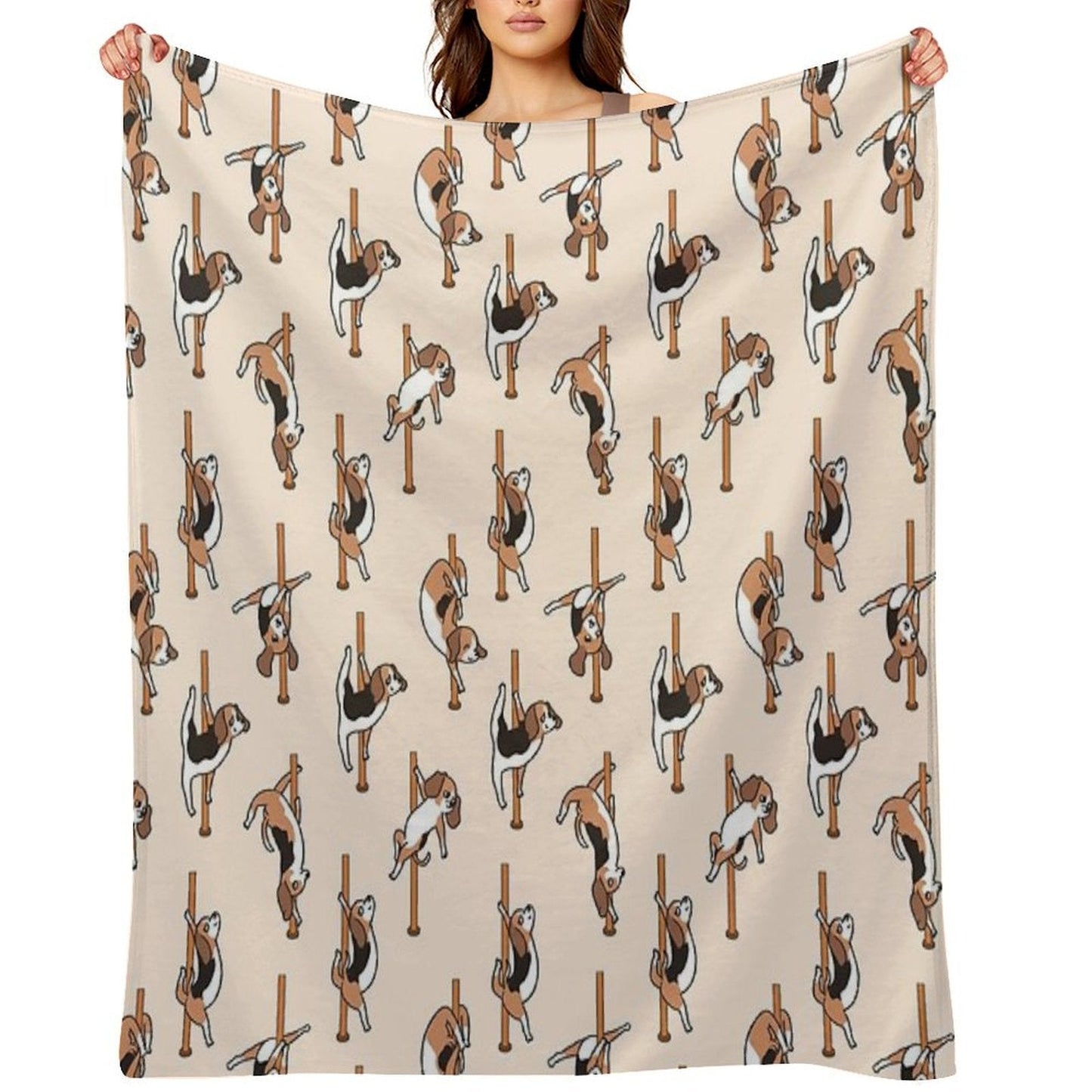 Beagle Pole Dancing Club Throw Blanket