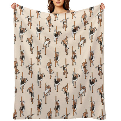 Beagle Pole Dancing Club Throw Blanket
