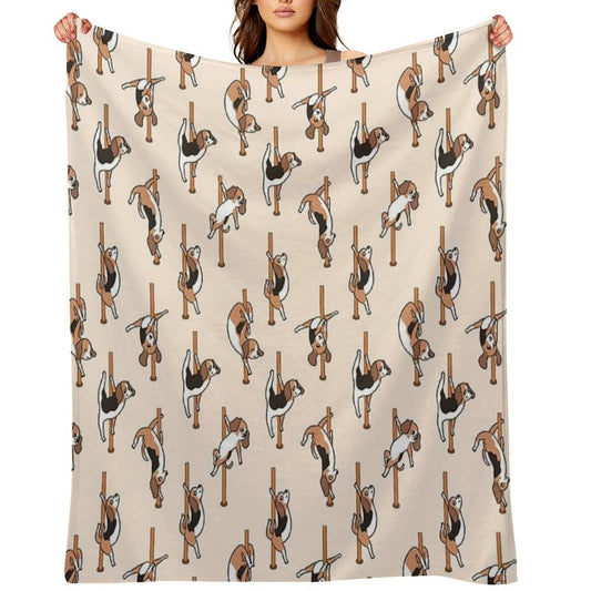 Beagle Pole Dancing Club Throw Blanket