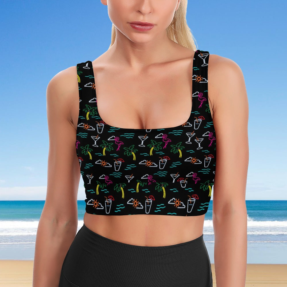 Five O'Clock Somewhere Black Longline Bra Top