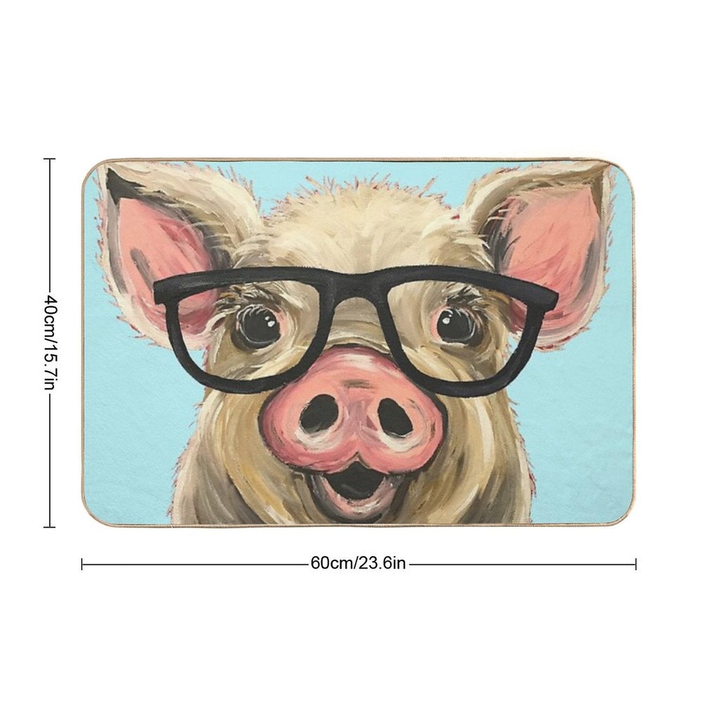 Cute Pig with Glasses Art Bath Mat