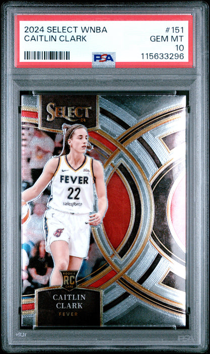 Graded 2024 Panini Select WNBA Caitlin Clark #151 Rookie RC Basketball Card PSA 10 Gem Mint