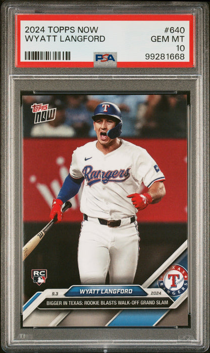 Graded 2024 Topps Now Wyatt Langford #640 Rookie RC Baseball Card PSA 10 Gem Mint