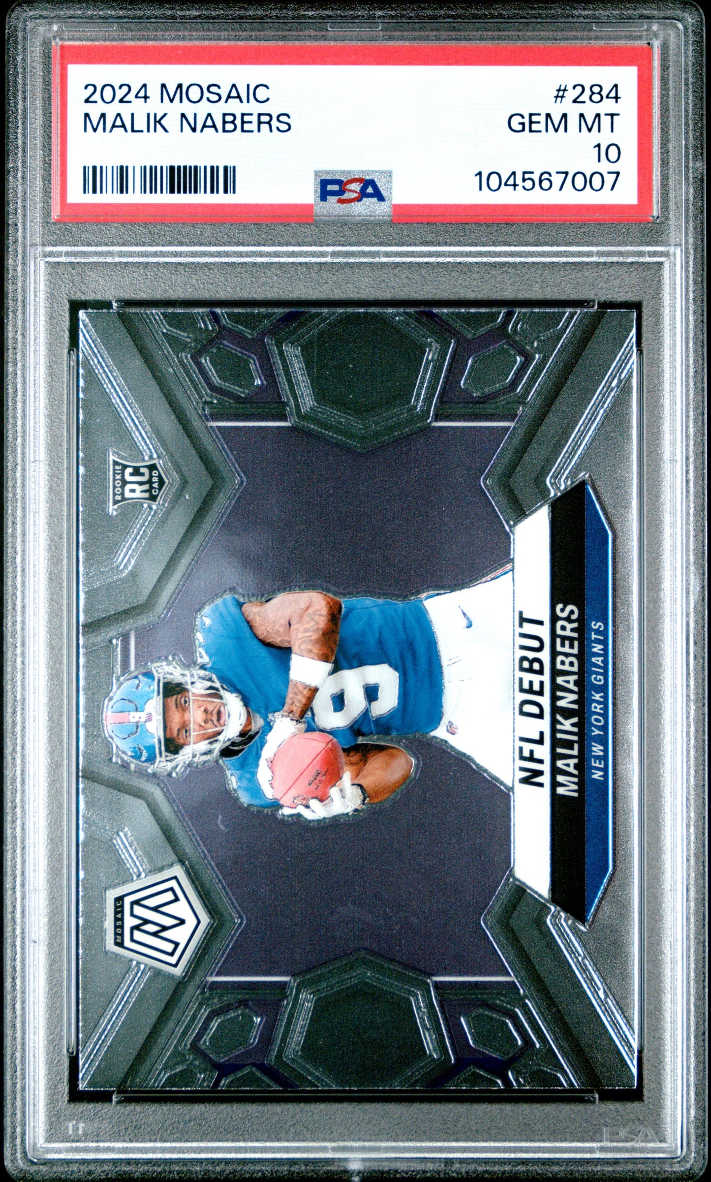 Graded 2024 Panini Mosaic Malik Nabers #284 Rookie RC Football Card PSA 10 Gem Mint