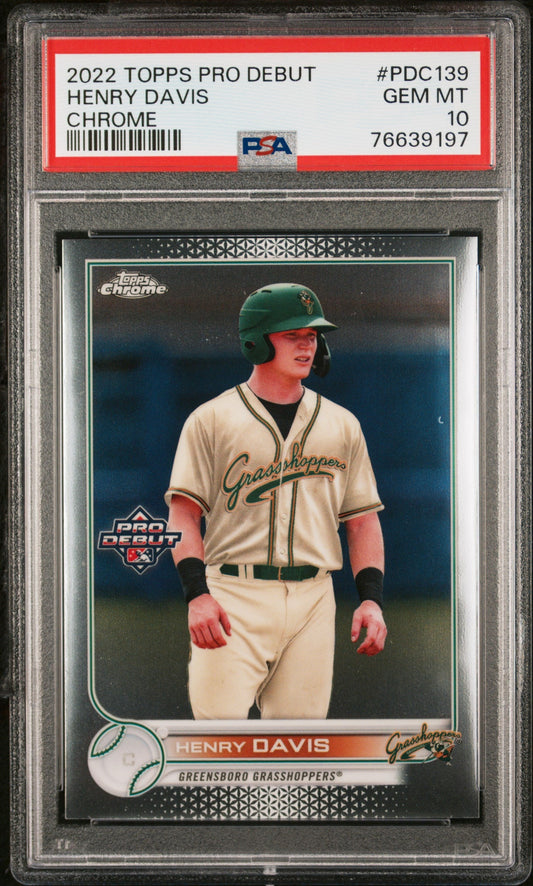 Graded 2022 Topps Pro Debut Henry Davis #PDC139 Chrome Rookie RC Baseball Card PSA 10 Gem Mint
