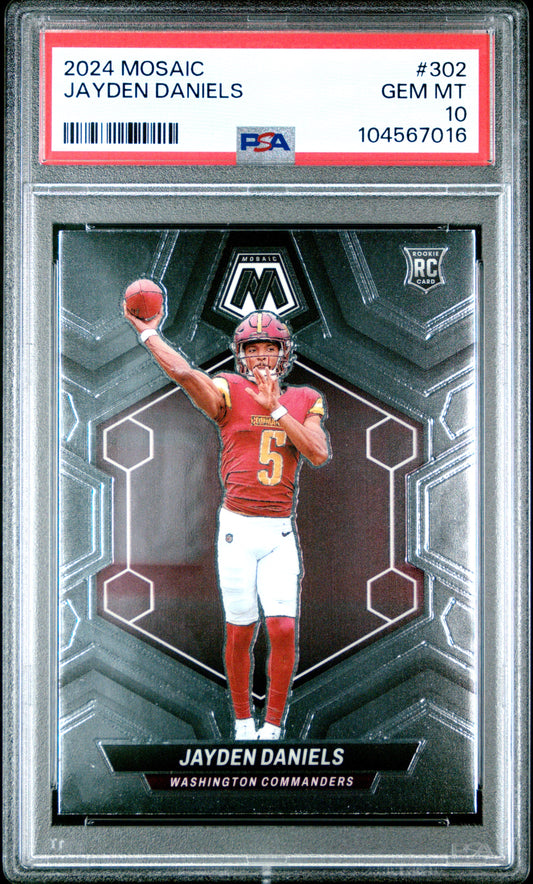 Graded 2024 Panini Mosaic Jayden Daniels #302 Rookie RC Football Card PSA 10 Gem Mint