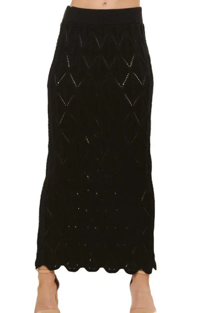 ADORA Scallop Trim Detail Knit Skirt