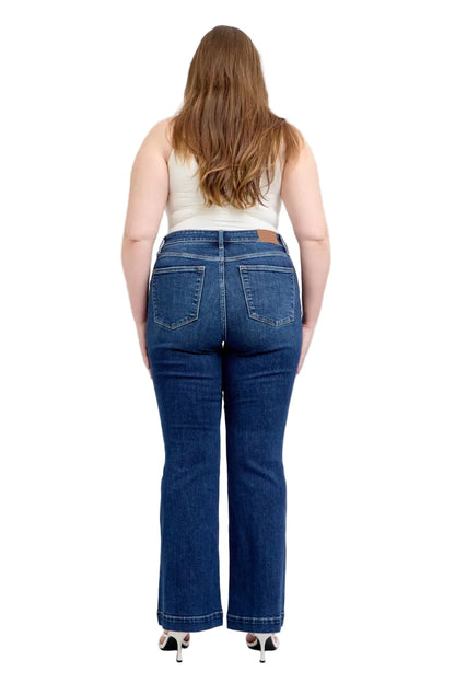 Full-Size High-Rise Flare Jeans with Pockets Plus Size
