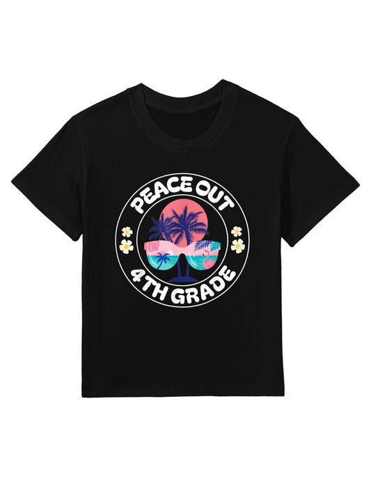 Peace Out 4th Grade Graduation Vacation Groovy Sunglasses Kids T-Shirt