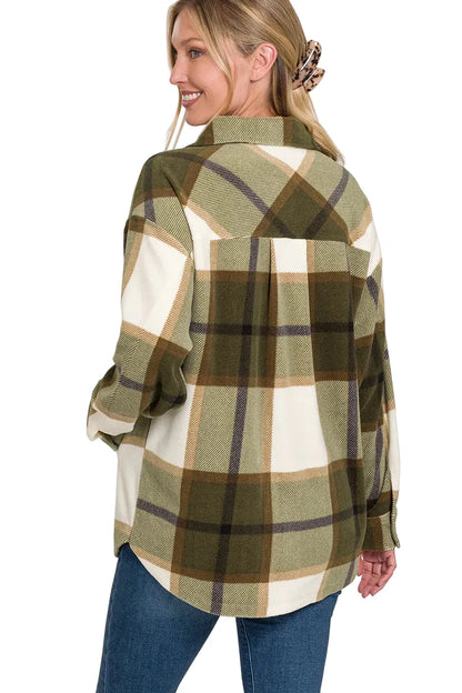 Oversized Plaid Fleece Shacket