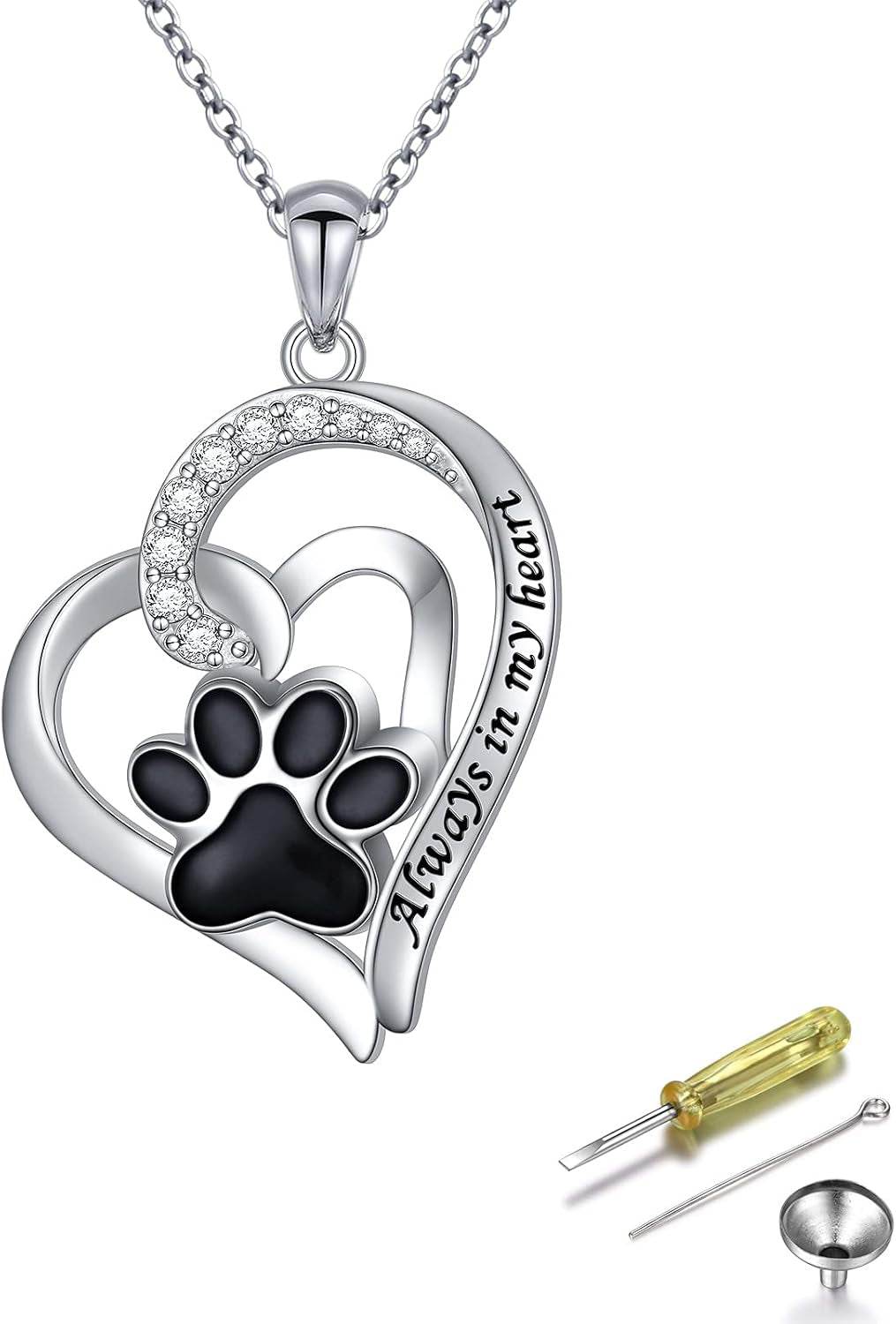 Always in My Heart Paw Print Necklace – Pet Memorial Gift