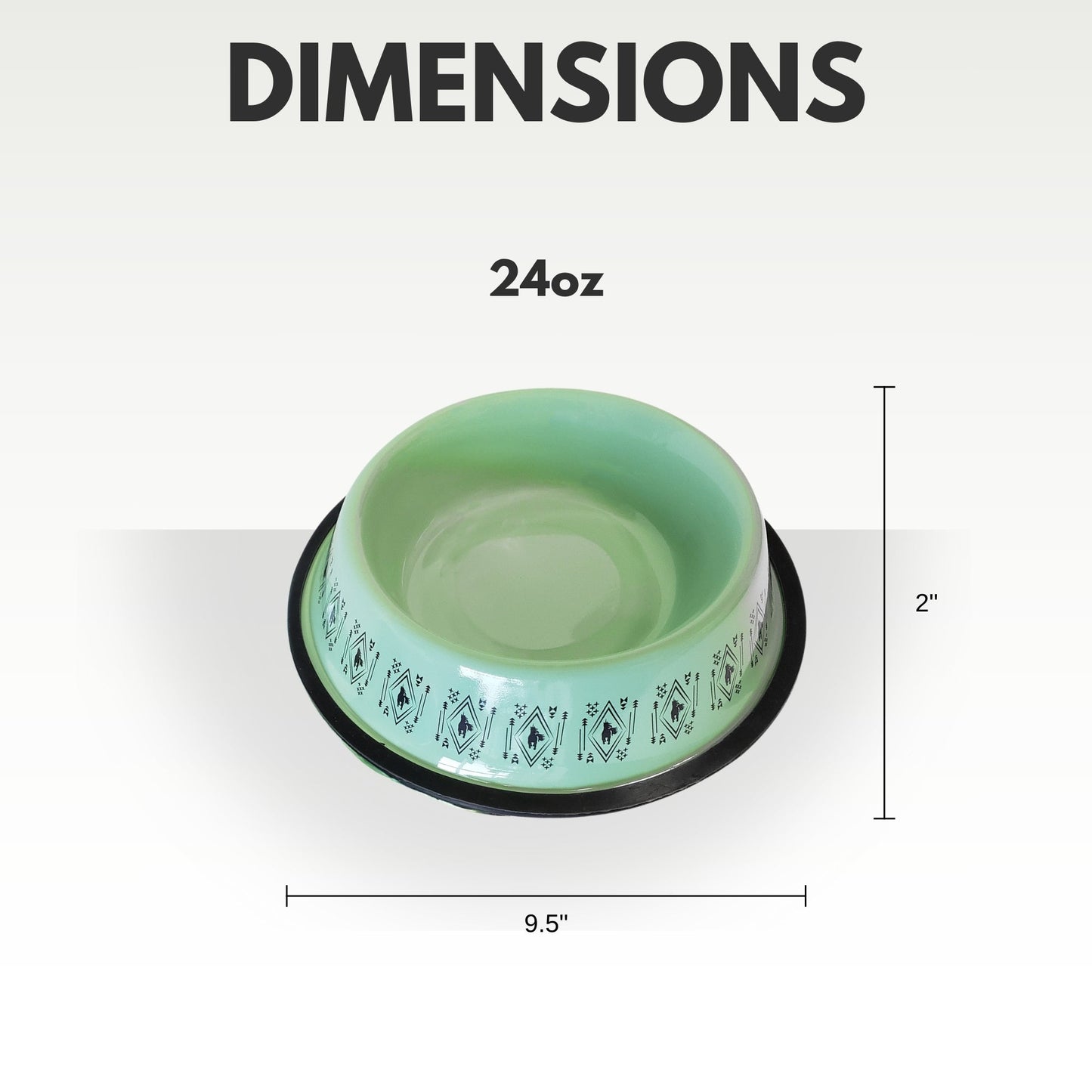 Non-Skid Boho Stainless Steel Dog Bowl – with Whimsical Unicorn Design, Silicone Base for Medium Dogs – 24oz