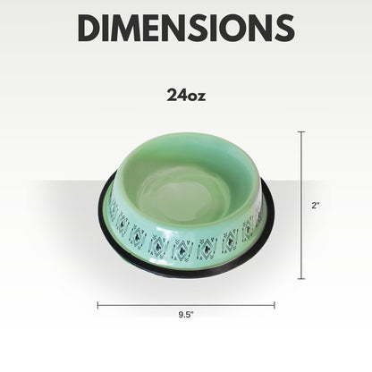 Non-Skid Boho Stainless Steel Dog Bowl – with Whimsical Unicorn Design, Silicone Base for Medium Dogs – 24oz