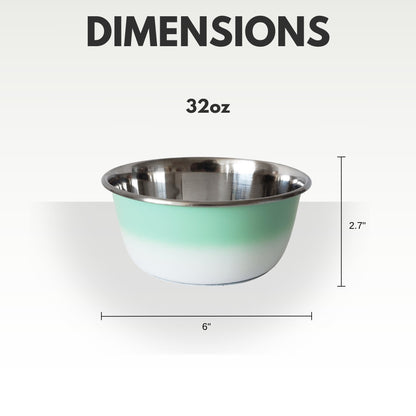 Deep Dog Bowl – Stainless Steel Bowl, Ideal for Small, Medium & Large Dogs – Mint Green