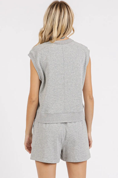 Mittoshop French Terry Crew Neck Top and Shorts Set