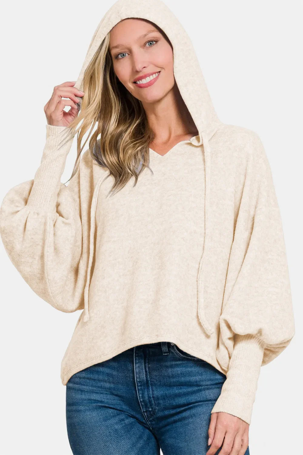 Garden Naked Brushed Hacci Drop Shoulder Cropped Hoodie