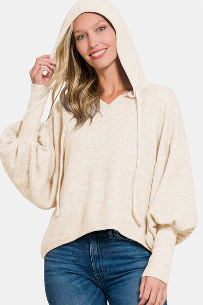 Garden Naked Brushed Hacci Drop Shoulder Cropped Hoodie