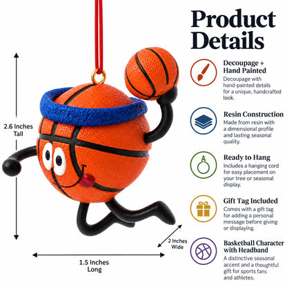 Basketball Player Dribbling Hoop Resin Christmas Ornament