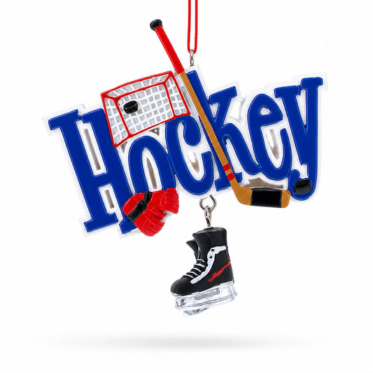 Hockey All Star Skates Stick Picture Frame Resin Christmas Ornament