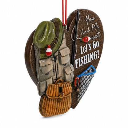 Fishing Vest And Hat Let's Go Fishing Resin Christmas Ornament