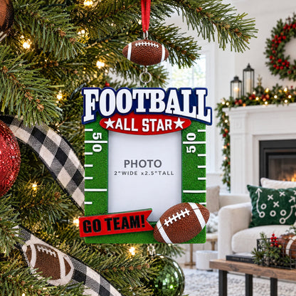 Football All Star Picture Frame Resin Christmas Ornament