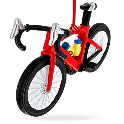 Red Racing Bicycle Endless Miles Resin Christmas Ornament