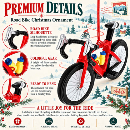 Red Racing Bicycle Endless Miles Resin Christmas Ornament