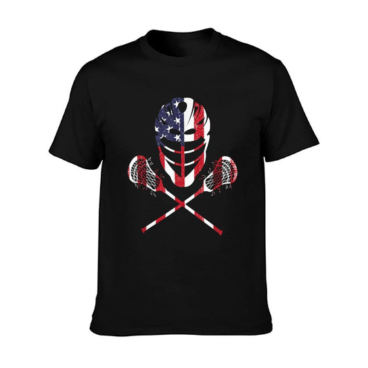 Lacrosse American Flag Lax Helmet Sticks 4th Of July T-Shirt