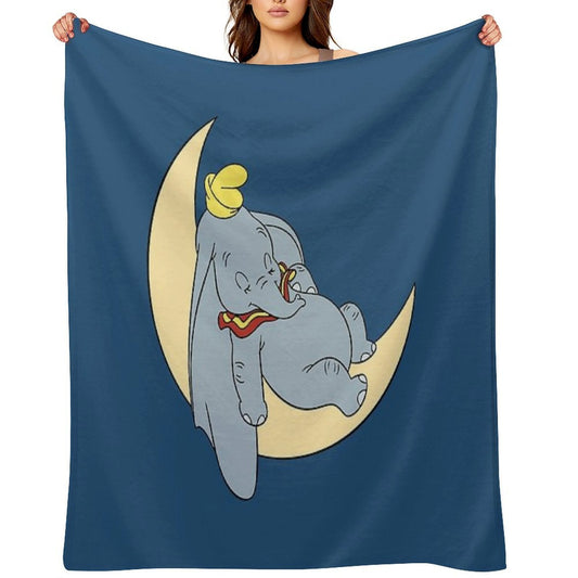 Sleeping Dumbo & Moon Throw Blanket