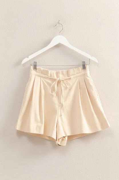 HYFVE High-Waisted Washed Twill Paperbag Shorts