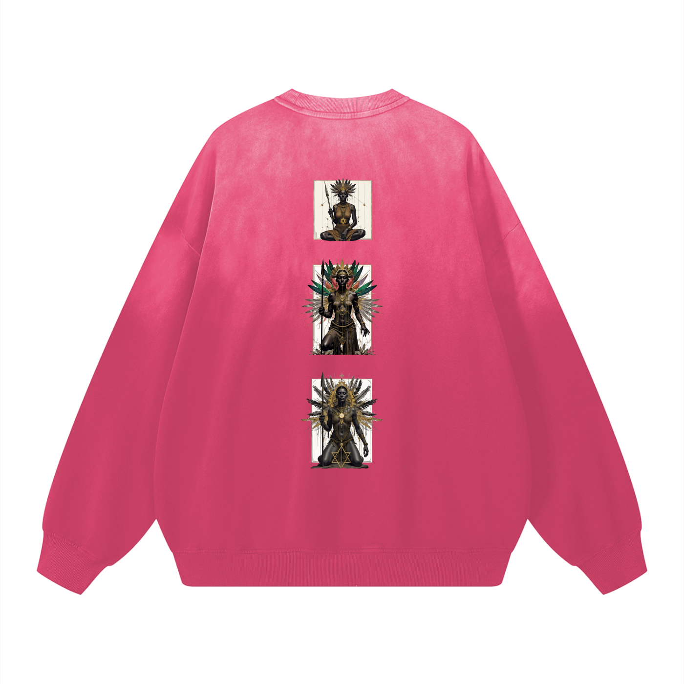 Amaru Khan Stars Handcrafted Vintage Wash Drop-Shoulder Sweatshirt