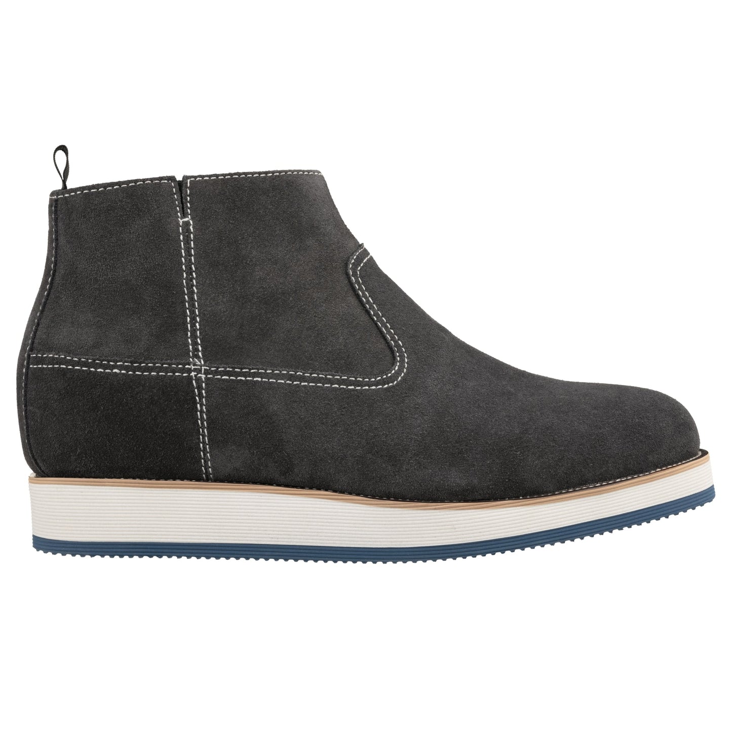 CALTO - Y30022 - 3 Inches Taller (Nubuck Grey) - Zipper Boots