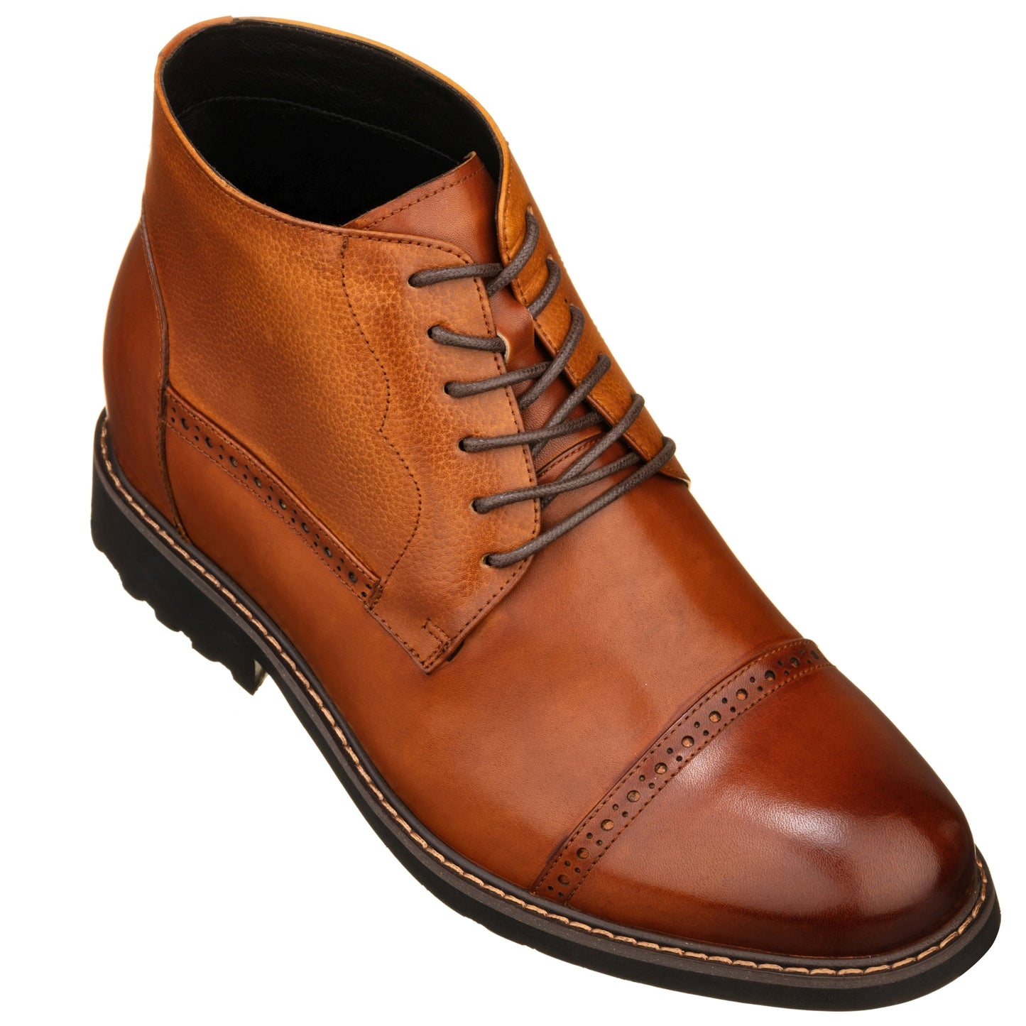 CALTO - Y41085 - 3.2 Inches Taller (Brown) - Lace Up Casual Boots - Triathlete Store