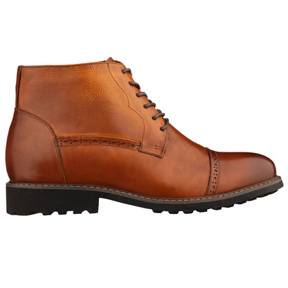 CALTO - Y41085 - 3.2 Inches Taller (Brown) - Lace Up Casual Boots - Triathlete Store
