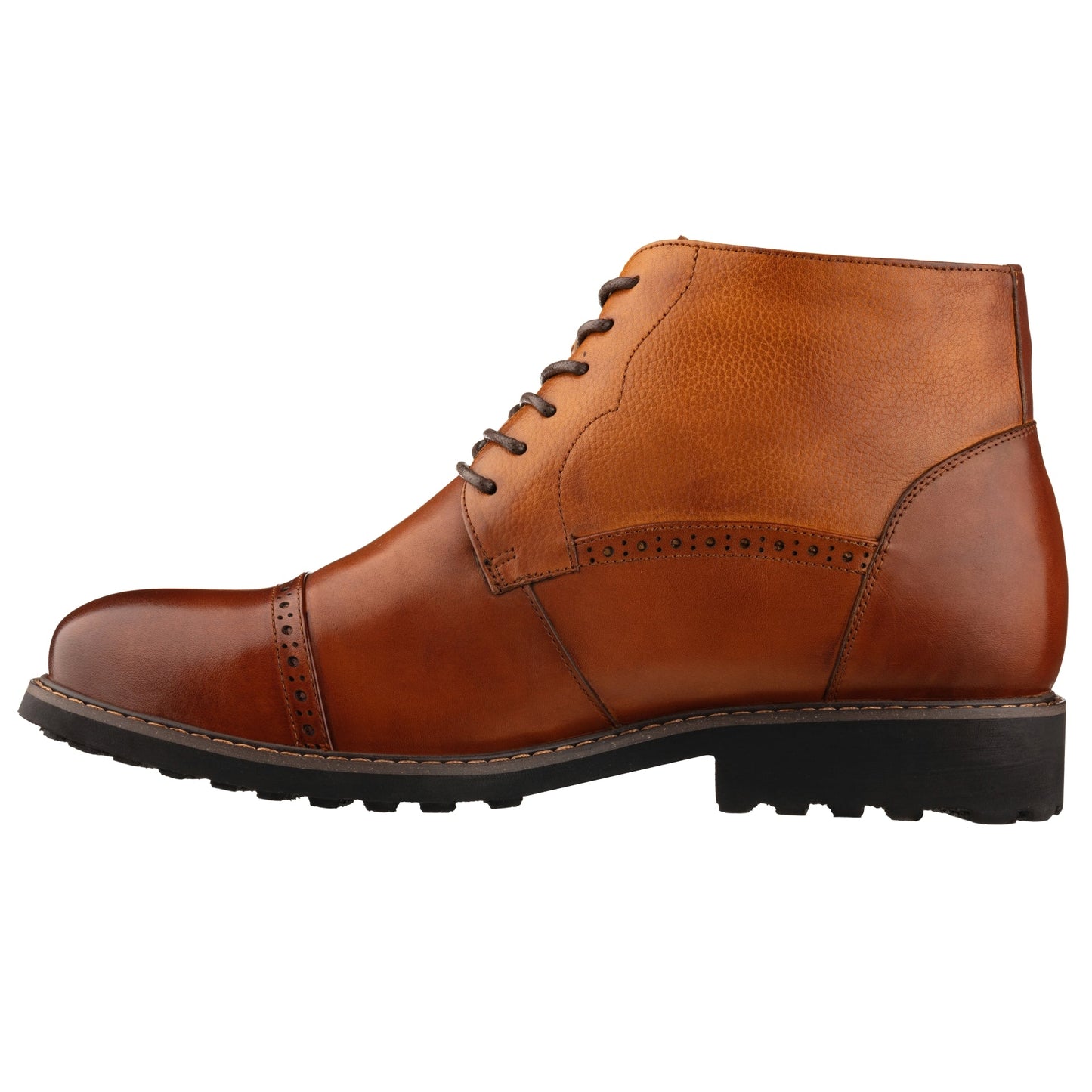 CALTO - Y41085 - 3.2 Inches Taller (Brown) - Lace Up Casual Boots - Triathlete Store