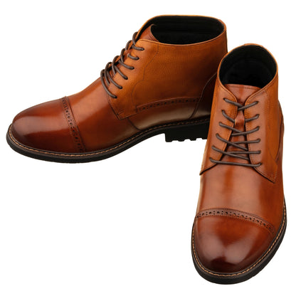 CALTO - Y41085 - 3.2 Inches Taller (Brown) - Lace Up Casual Boots - Triathlete Store