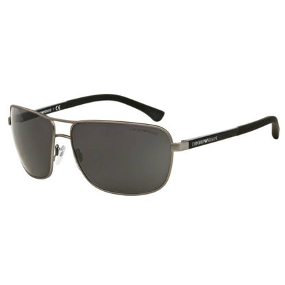 Emporio Armani EA2033 Gunmetal Rubber Aviator Sunglasses 64mm