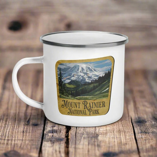 Mount Rainier National Park Durable Enamel Camp Mug