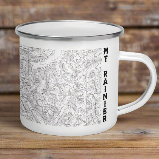 Mount Rainier Topographic Durable Enamel Camp Mug USGS National Park Map